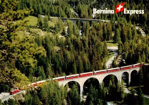 AK / Ansichtskarte  Eisenbahn_Railway_Chemin_de_Fer Bernina Express Rhaetischen Bahn Berguen Preda