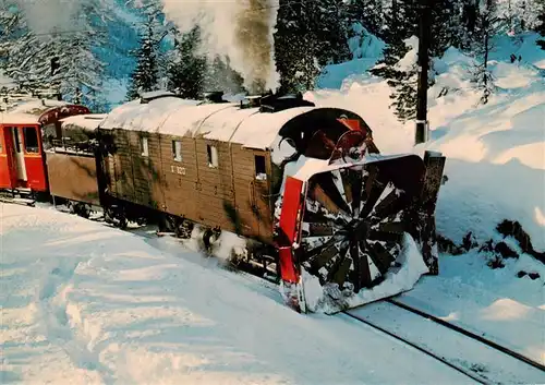 AK / Ansichtskarte  Eisenbahn_Railway_Chemin_de_Fer Dampfschneeschleuder Rhaetischen Bahn 