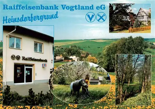 AK / Ansichtskarte 73959057 Heinsdorfergrund Raiffeisenbank Waldpartie Pony