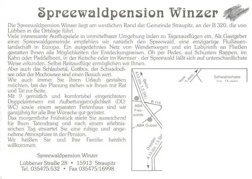 AK / Ansichtskarte 73959119 Straupitz Spreewaldpension Winzer