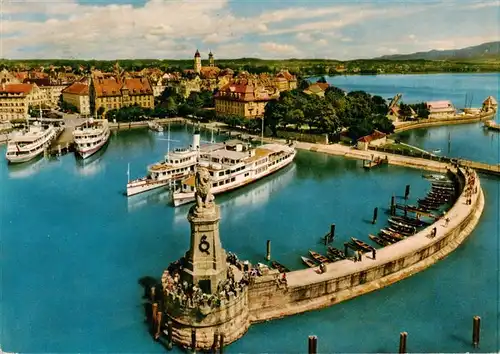 AK / Ansichtskarte  LINDAU__Bodensee Hafeneingang Fliegeraufnahme