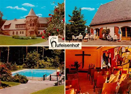 AK / Ansichtskarte 73959155 Linsengericht Hufeisenhof Terrasse Schwimmbad Hauskapelle