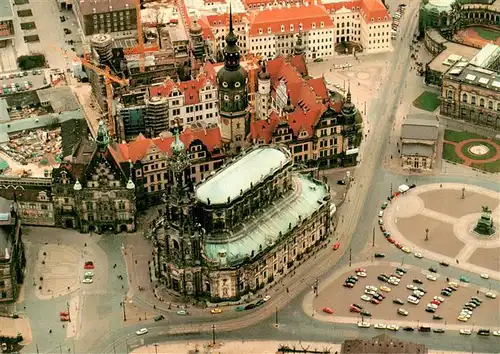 AK / Ansichtskarte  DRESDEN_Elbe Kath Hofkirche Schloss Fliegeraufnahme