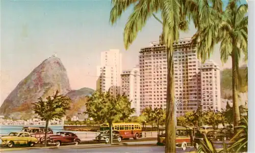 AK / Ansichtskarte  Rio_de_Janeiro_Brazil Praia de Flamengo e Pao de Acucar Ansicht mit Zuckerhut Illustration