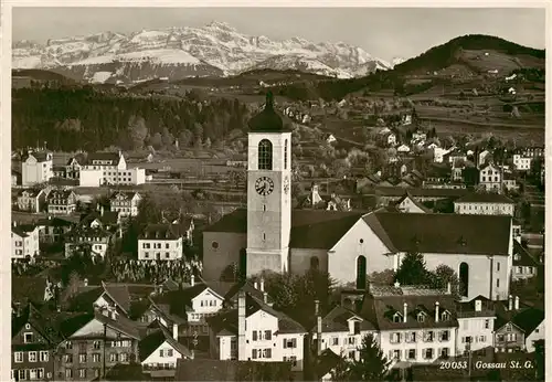 AK / Ansichtskarte  Gossau_SG Ortsansicht mit Kirche Alpenblick