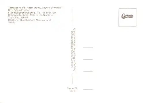 AK / Ansichtskarte  Hohenpeissenberg Berggasthof Bayerischer Rigi Gastraum Wetterwarte Wallfahrtskirche Bernhardiner 