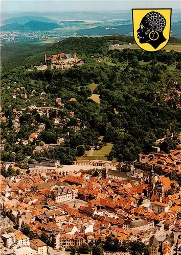 AK / Ansichtskarte  Coburg_Bayern Stadtkern mit Blick zur Veste Fliegeraufnahme