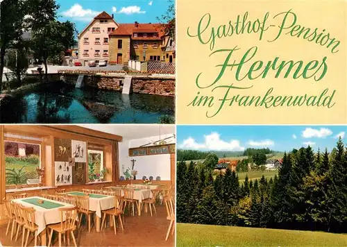 AK / Ansichtskarte  Hermes_Marktleugast_Franken_Bayern Pension Haueis Gastraum Panorama