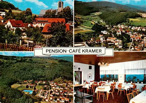 AK / Ansichtskarte  Dautphetal Kirche Fliegeraufnahmen Pension Cafe Kramer Gaststube