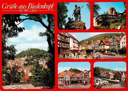 AK / Ansichtskarte  Biedenkopf_Lahn Panorama Plastik Burg Marktplatz Teilansichten