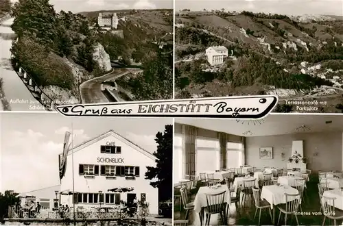 AK / Ansichtskarte  Eichstaett_Oberbayern Auffahrt zum Terrassencafé Schoenblick Gastraum