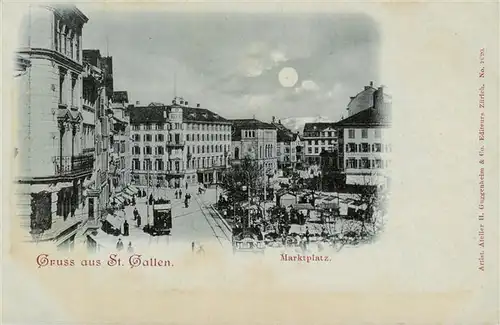 AK / Ansichtskarte  St_Gallen_SG Marktplatz im Mondschein