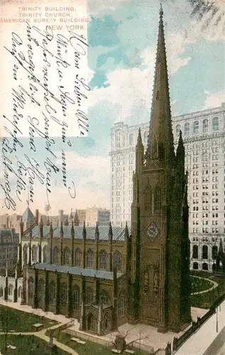 AK / Ansichtskarte  NEW_YORK_City_USA Trinity Building Trinity Church American Surety Building