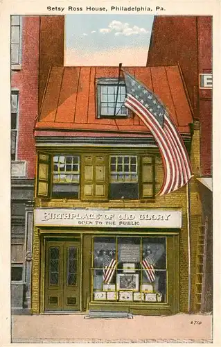 AK / Ansichtskarte 73959551 Philadelphia__Pennsylvania_USA Betsy Ross House Flag