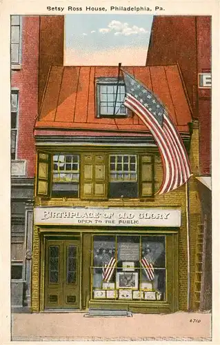 AK / Ansichtskarte  Philadelphia__Pennsylvania_USA Betsy Ross House Flag