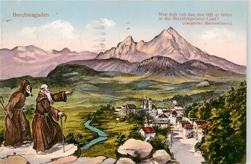 AK / Ansichtskarte  BERCHTESGADEN Panorama Berchtesgadener Land Kuenstlerkarte