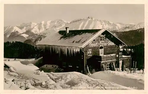 AK / Ansichtskarte  Nesselwang_Allgaeu_Bayern Sportheim Boeck Wintersportplatz Allgaeuer Alpen