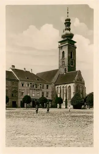 AK / Ansichtskarte 73959612 Sobeslav_Sobeslau_Sobieslau_CZ Marktplatz Kirche