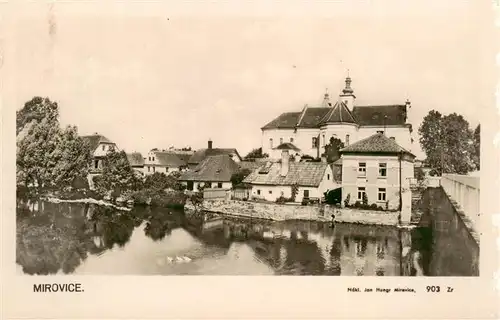 AK / Ansichtskarte  Mirovice_Mirowitz_CZ Partie an der Skalice Blick zur Kirche