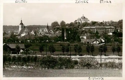 AK / Ansichtskarte  Chlumec_Cidlinou_Chlumetz_Zidlina_CZ Ansicht mit Kirche Schloss Schule