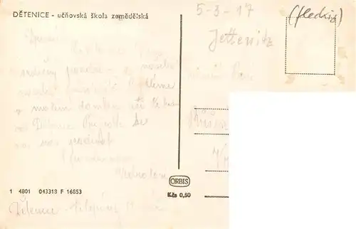 AK / Ansichtskarte  Detenice_Jettenitz_Liban_Ehden_Jicin_CZ Ucnovska skola zemedelska Schule