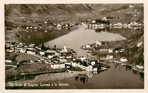 AK / Ansichtskarte  Lavena_Ponte_Tresa_TI e lo Stretto Lago di Lugano veduta aerea