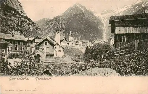 AK / Ansichtskarte  Goeschenen_Goeschenen_UR Ortsansicht mit Kirche Gotthardbahn