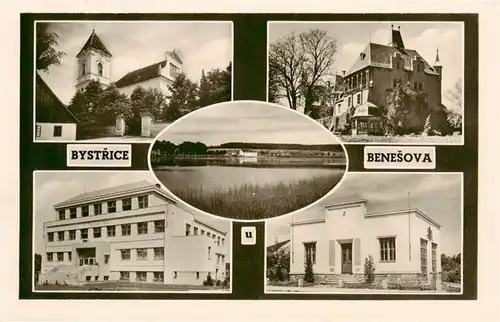 AK / Ansichtskarte  Bystrice_Benesova_Beneschau_CZ Teilansichten Kirche Partie am Wasser