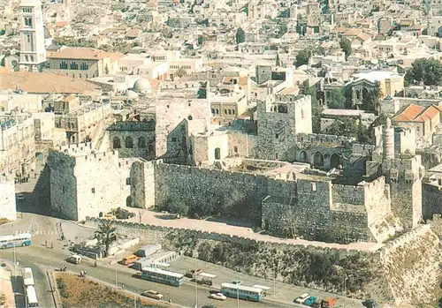 AK / Ansichtskarte 73959765 Jerusalem__Yerushalayim_Israel Fliegeraufnahme mit Zitadelle und Jaffa Tor