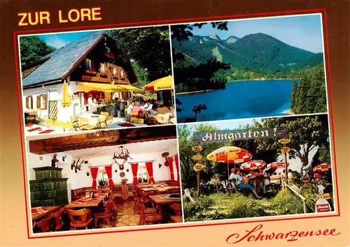 AK / Ansichtskarte 73959816 Schwarzensee Alpenrestaurant Zur Lore Seepartie Gastraum Terrasse