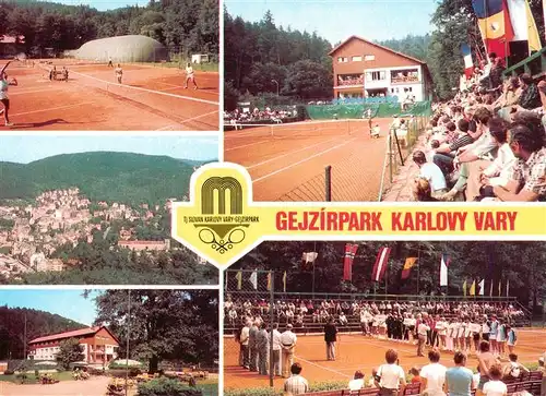 AK / Ansichtskarte  KARLOVY_VARY_Karlsbad_CZ Gejzirpark Tennisplaetze TJ Slovan Karlovy Vary