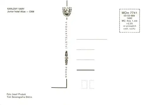 AK / Ansichtskarte  KARLOVY_VARY_Karlsbad_CZ Junior Hotel Alice CKM Details