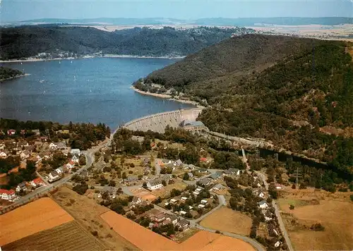 AK / Ansichtskarte 73959862 Edersee_Edertal_Hessen Edertalsperre mit Sperrmauer und Schloss Waldeck