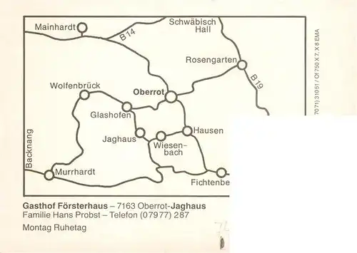 AK / Ansichtskarte  Jaghaus_Oberrot Gasthaus Foersterhaus