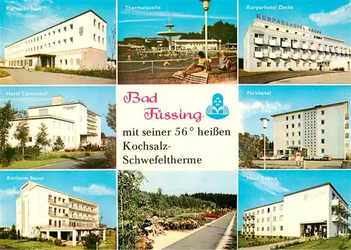 AK / Ansichtskarte  Bad_Fuessing Kurmittelhaus Thermalquelle Kurparkhotel Dachs Hotel Tannenhof Parkhotel Kurheim Bauer Haus Regina