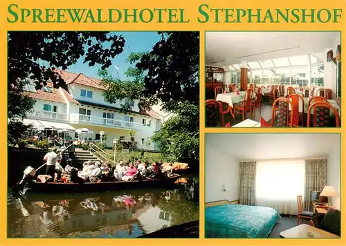 AK / Ansichtskarte  Luebben_Spreewald Spreewaldhotel Stephanshof Kahnfahrt Gastraum Zimmer