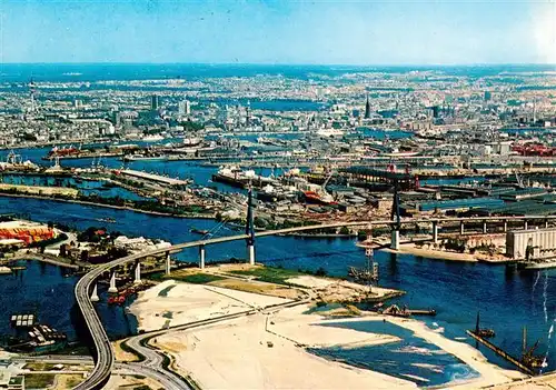 AK / Ansichtskarte  Hamburg Koehlbrandbruecke Hafen und Stadt Fliegeraufnahme