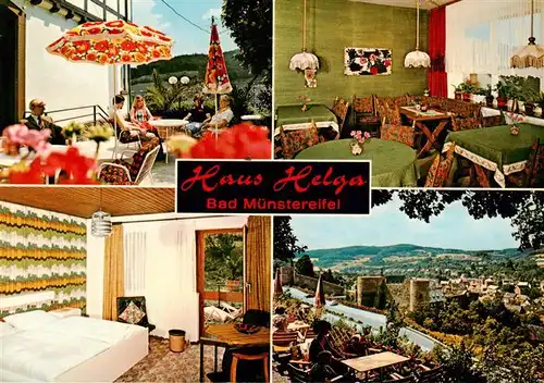 AK / Ansichtskarte  Bad_Muenstereifel Pension Haus Helga Gaststube Terrasse Zimmer Panorama