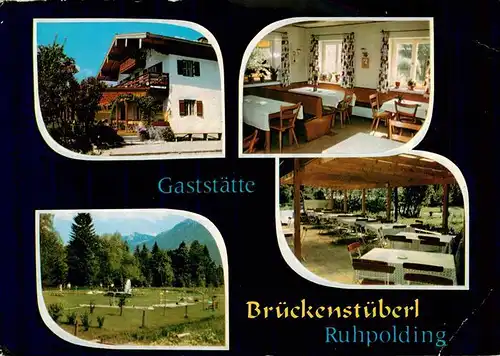 AK / Ansichtskarte 73959961 Ruhpolding Gaststaette Brueckenstueberl Gaststube Freiterrasse Minigolfanlage