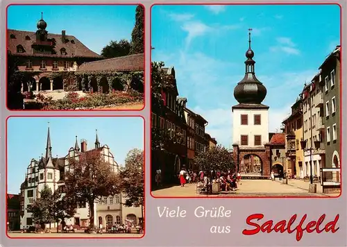 AK / Ansichtskarte 73959992 Saalfeld_Saale_Thueringen Diabetiker Sanatorium Bergfried Blankenburger Tor Blick zum Rathaus