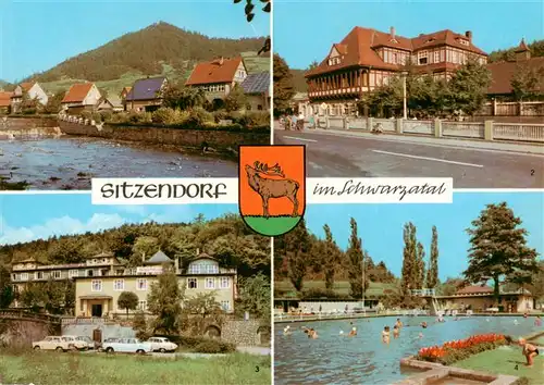 AK / Ansichtskarte 73959995 Sitzendorf__Thueringen An der Schwarza Hotel Zur Linde Hotel Bergterrasse Schwimmbad