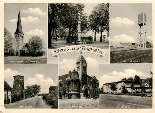 AK / Ansichtskarte 73960036 Fischeln_Krefeld_NRW Pfarrkirche St. Clemens Mariensaeule Markuskirche Alte Muehle Rathaus Turnhalle