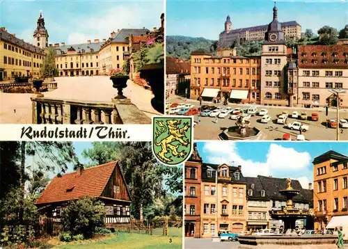 AK / Ansichtskarte  Rudolstadt_Thueringen Schloss Heidecksburg Marktplatz Volkskundemuseum Thueringer Bauernhaeuser Marktbrunnen