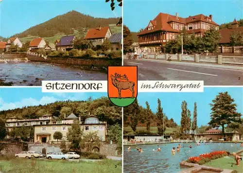 AK / Ansichtskarte 73960060 Sitzendorf__Thueringen An der Schwarza Hotel Zur Linde Hotel Bergterrasse Schwimmbad