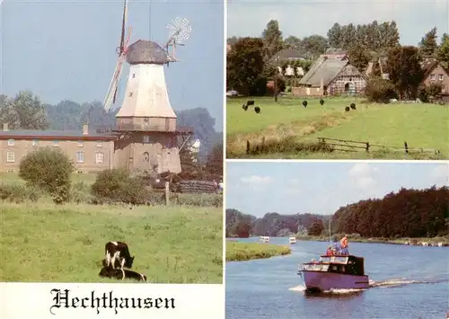 AK / Ansichtskarte  Hechthausen Windmuehle Bauerhof Oste Bootspartie