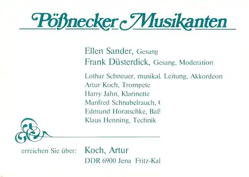 AK / Ansichtskarte 73960122 Poessneck Poessnecker Musikanten und Ellen Sander
