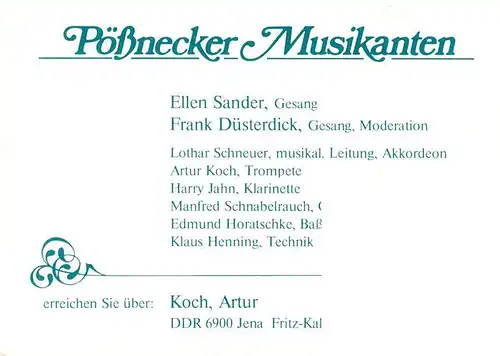 AK / Ansichtskarte  Poessneck Poessnecker Musikanten und Ellen Sander