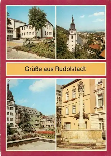 AK / Ansichtskarte 73960127 Rudolstadt_Thueringen Theater Blick von der Heidecksburg Markt Guentherbrunnen