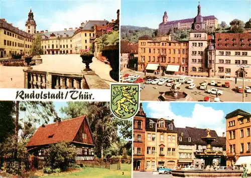 AK / Ansichtskarte  Rudolstadt_Thueringen Schloss Heidecksburg Marktplatz Volkskundemuseum Marktbrunnen