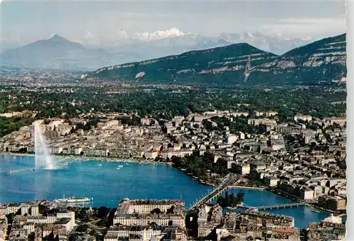 AK / Ansichtskarte  GENEVE_Genf_GE Vue aerienne de la Ville et la Chaine du Mont Blanc